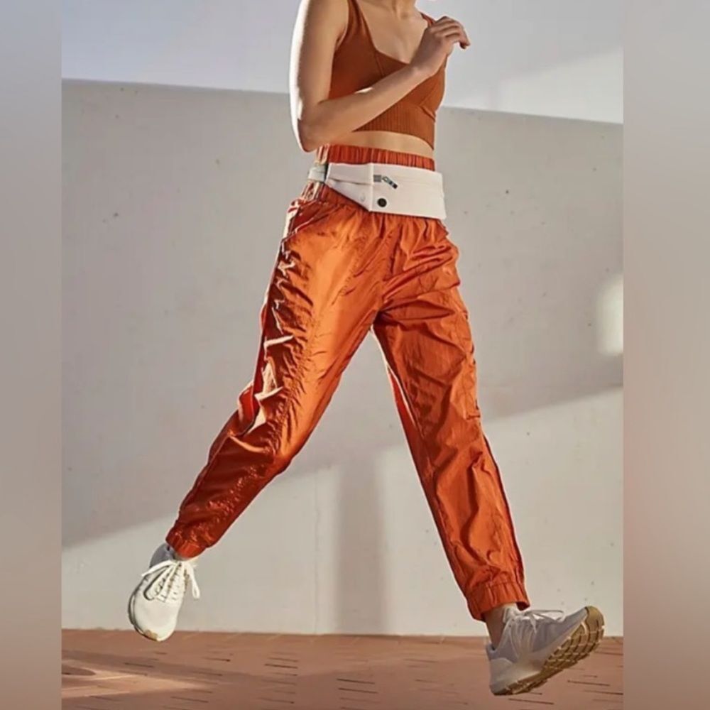 Free People Movement Russet Rust Orange The Way Home Nylon Jogger Pants Size XS